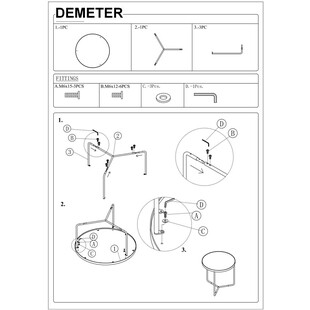 Stoliki loft Demeter szare Signal | Zestaw 3 sztuk