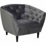 Fotel welurowy Ria Actona | Szary pikowany fotel glamour