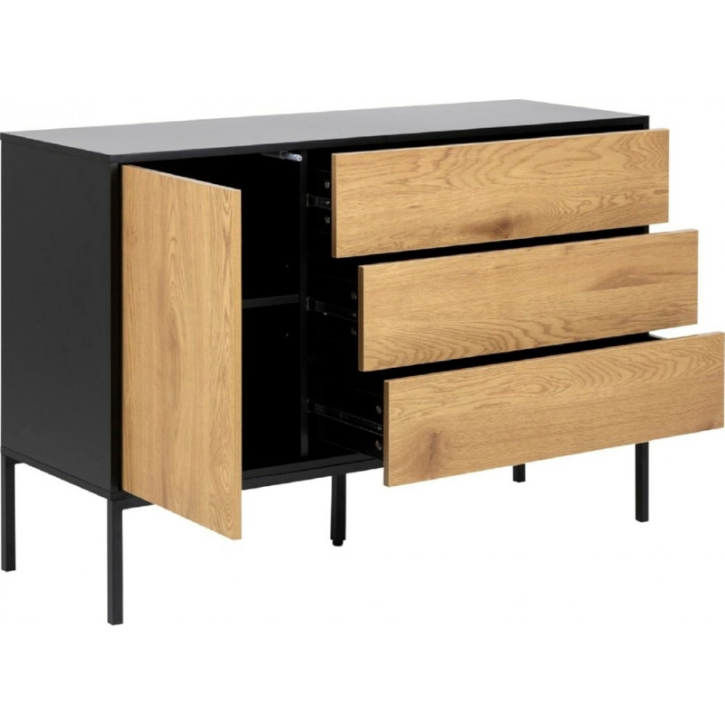 Komoda industrialna Actona Seaford 120cm | Dąb/Czarny