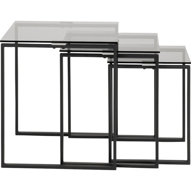 Zestaw stolików szklanych Katrine Actona | Szkło dymione, czarny