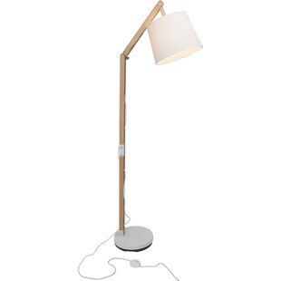 Lampa podłogowa skandynawska z abażurem Carlyn Jasne Drewno/Biała marki Brilliant