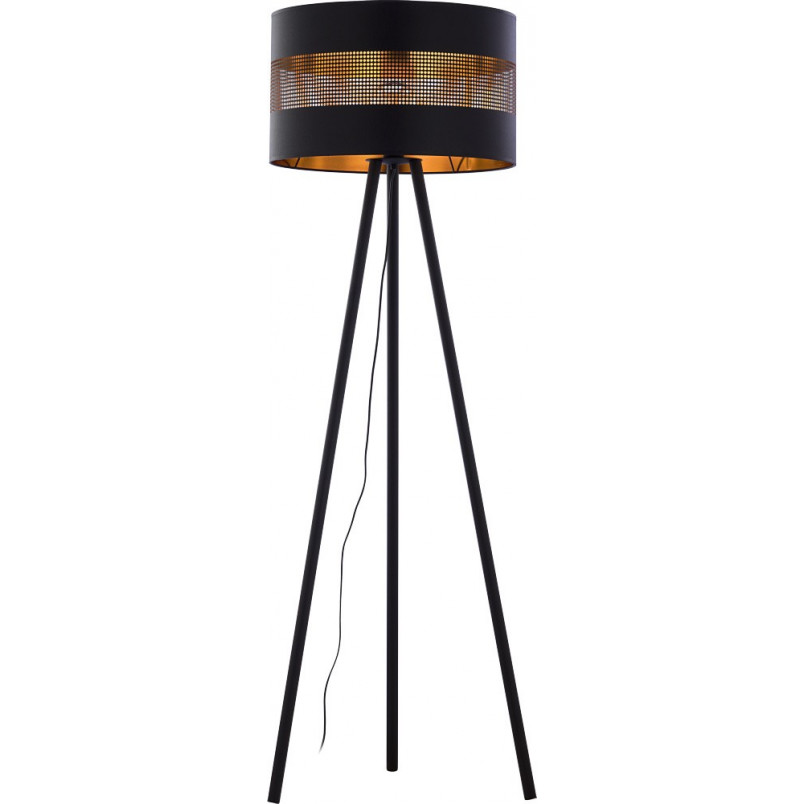 Lampa podłogowa Tago - czarno-złota, trójnóg | TK Lighting