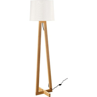 Lampa podłogowa skandynawska z abażurem Fenil 31 biało-drewniana