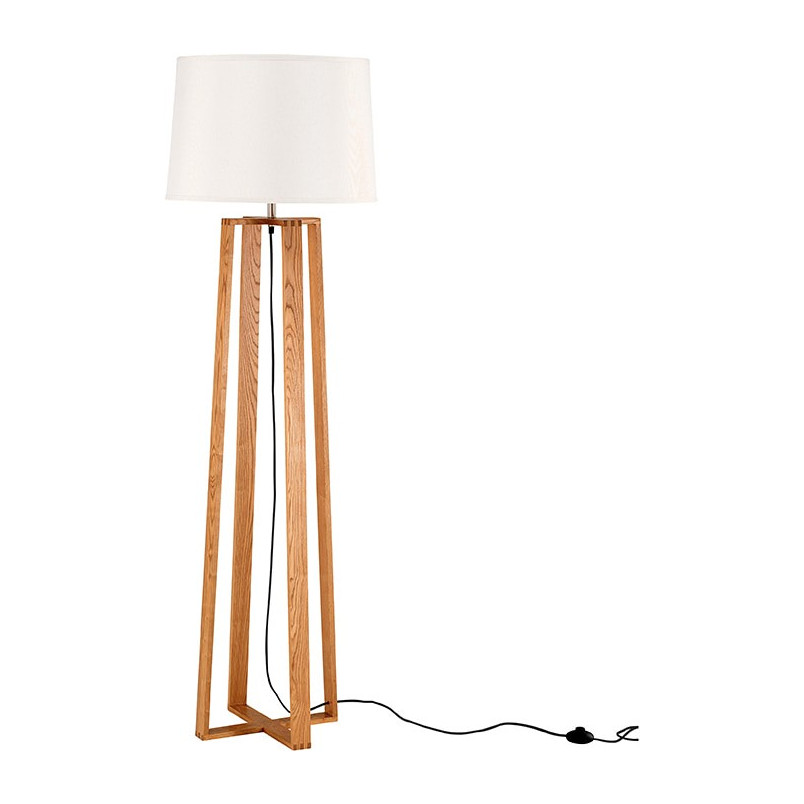 Lampa podłogowa skandynawska Fenil | Biało-drewniana | Decolab24