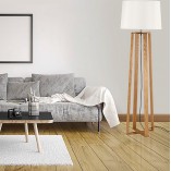 Lampa podłogowa skandynawska Fenil | Biało-drewniana | Decolab24