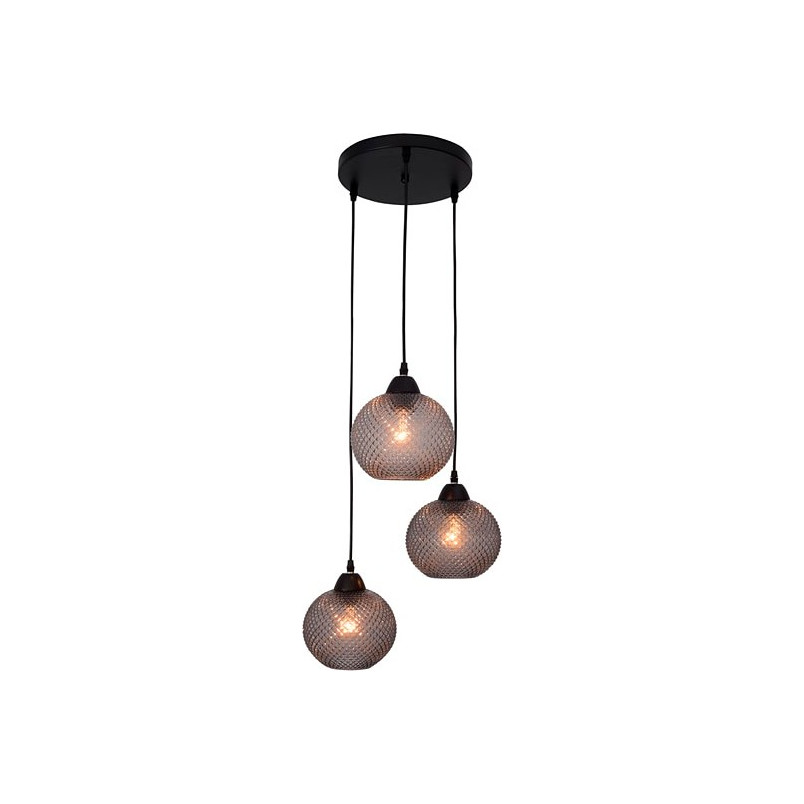 Lampa wisząca szklana Boll | 3 kule, szara - Decolab24
