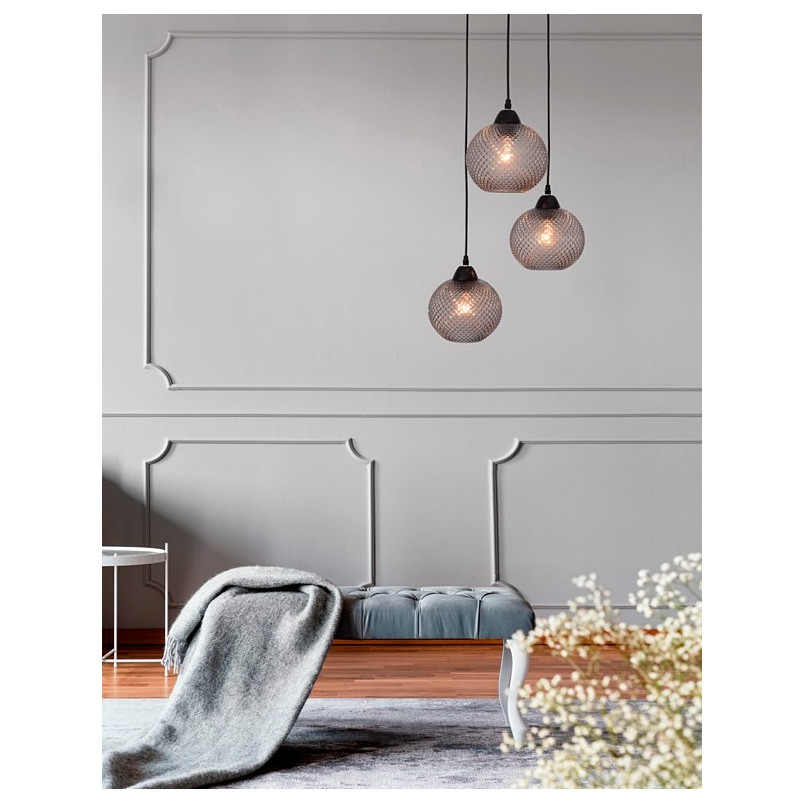 Lampa wisząca szklana Boll | 3 kule, szara - Decolab24