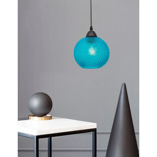 Lampa wisząca szklana Boll | Niebieska kula 18cm - Decolab24