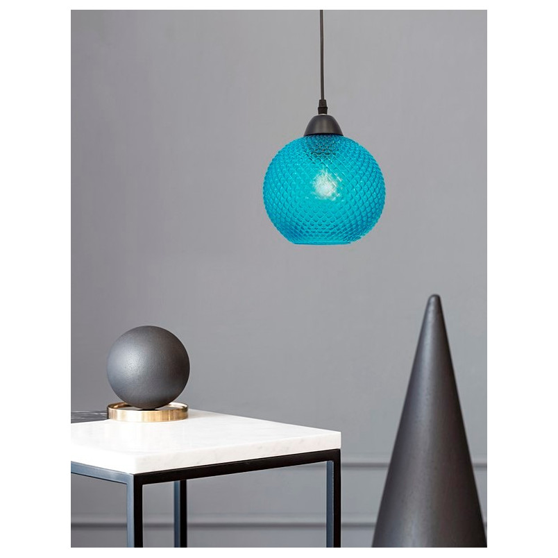 Lampa wisząca szklana Boll | Niebieska kula 18cm - Decolab24