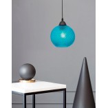 Lampa wisząca szklana Boll | Niebieska kula 18cm - Decolab24