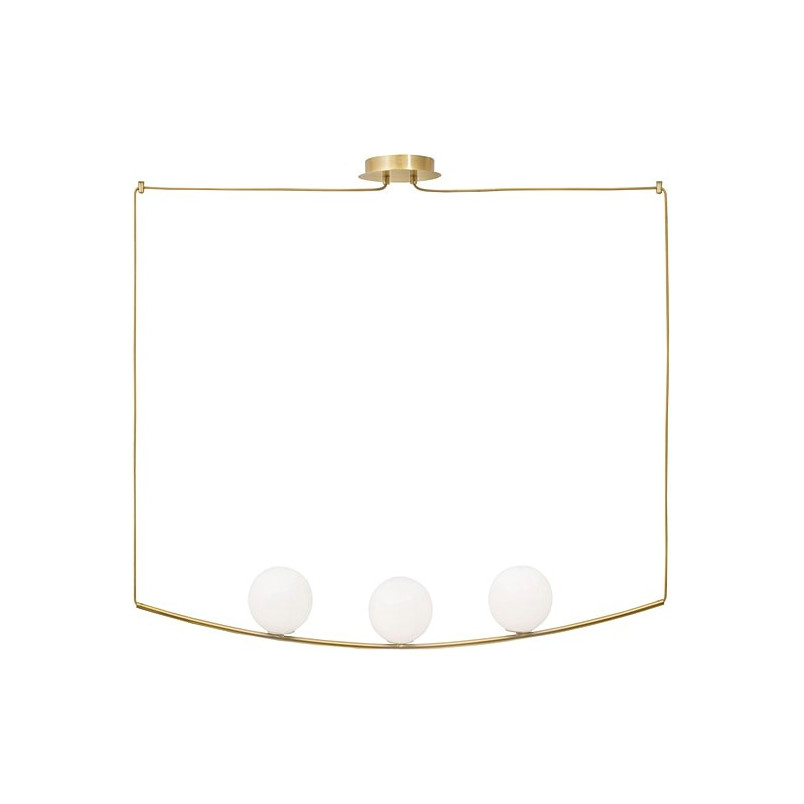 Lampa wisząca Glamour Louis III | Szklane kule biało-mosiężne