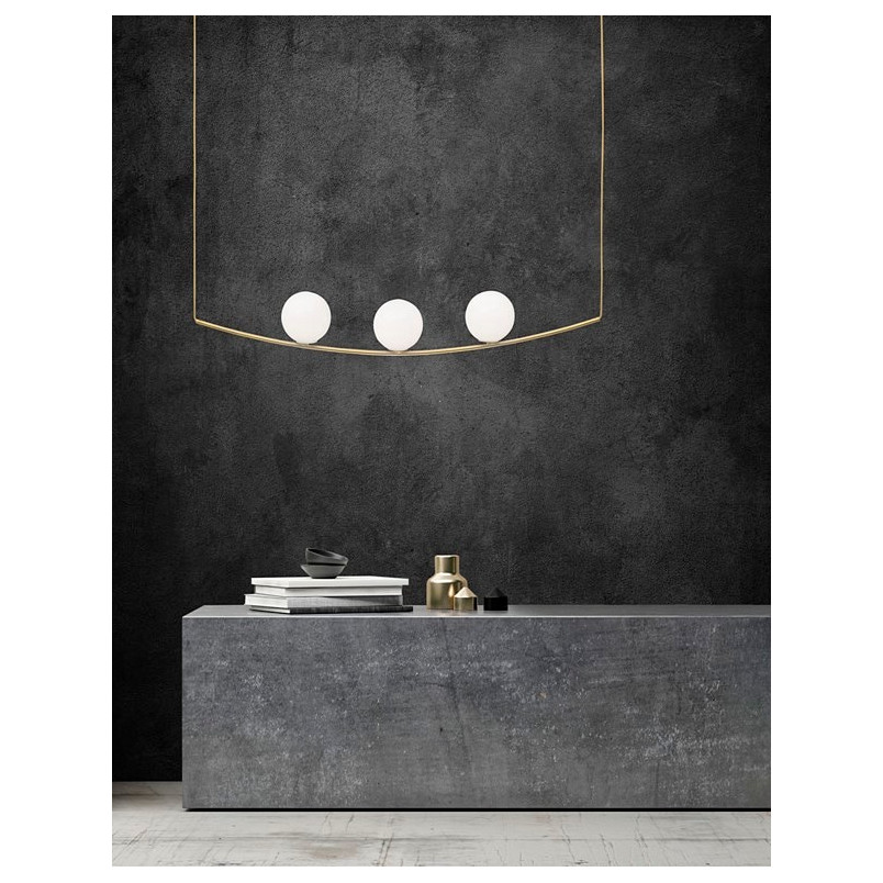 Lampa wisząca Glamour Louis III | Szklane kule biało-mosiężne