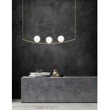Lampa wisząca Glamour Louis III | Szklane kule biało-mosiężne