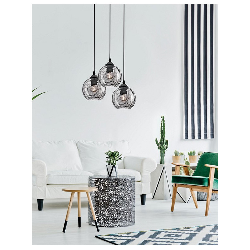 Lampa wisząca Perlage III - czarne szkło, 3 punkty | Decolab24