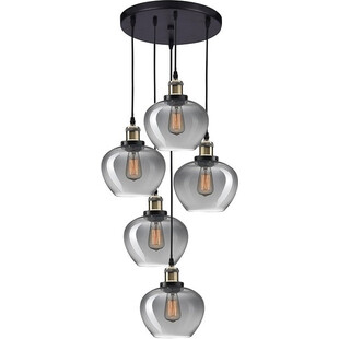 Lampa wisząca Tamigo 5-punktowa | Loftowa lampa szklana czarna
