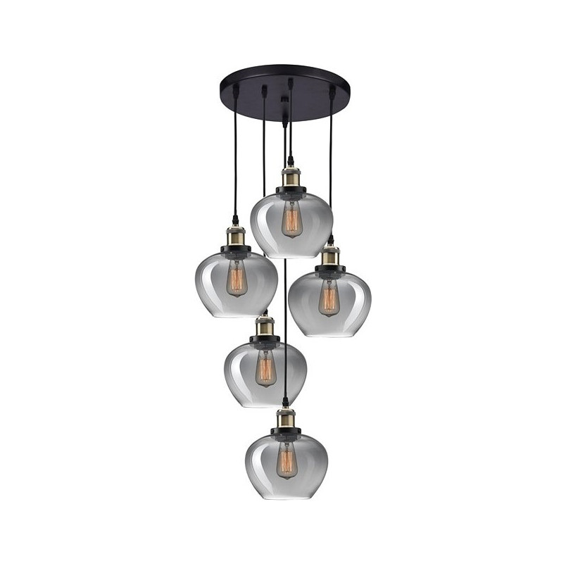 Lampa wisząca Tamigo 5-punktowa | Loftowa lampa szklana czarna
