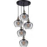 Lampa wisząca Tamigo 5-punktowa | Loftowa lampa szklana czarna