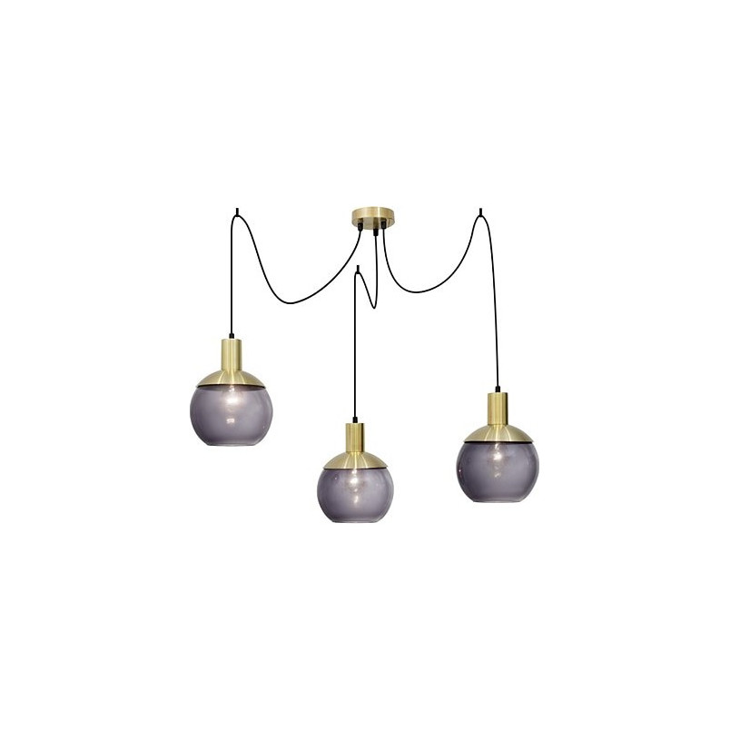 Lampa wisząca Odessa III - szkło dymione, mosiądz | Decolab24