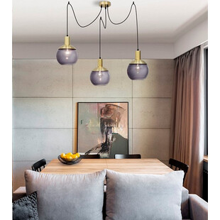 Lampa wisząca Odessa III - szkło dymione, mosiądz | Decolab24