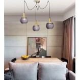 Lampa wisząca Odessa III - szkło dymione, mosiądz | Decolab24