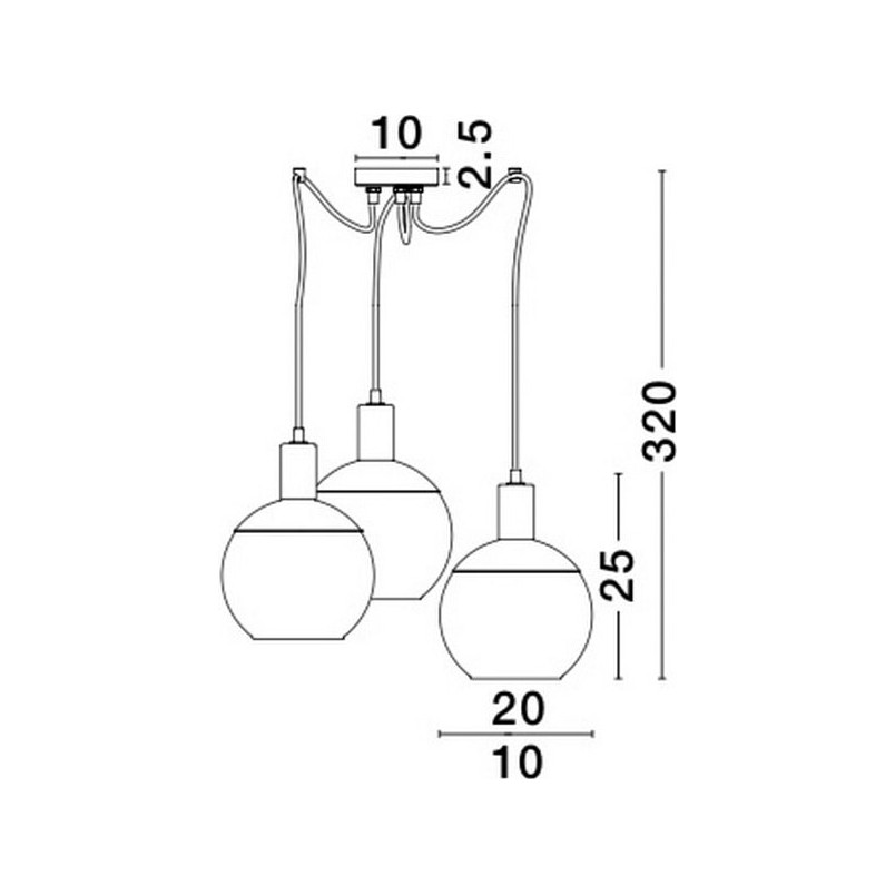 Lampa wisząca Odessa III - szkło dymione, mosiądz | Decolab24