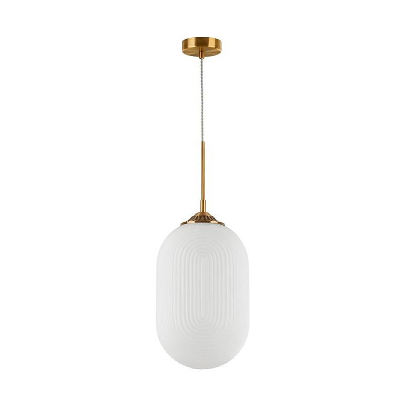 Lampa wisząca szklana glamour Pelota | Biało-mosiężna 22,5cm