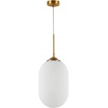 Lampa wisząca szklana glamour Pelota | Biało-mosiężna 22,5cm
