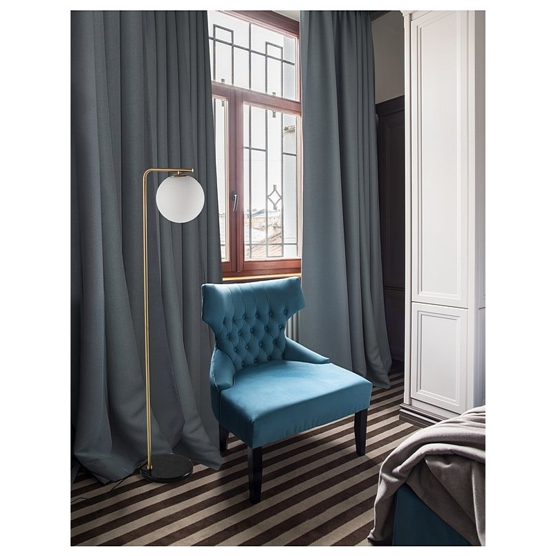 Lampa podłogowa Arezzo: Szklana kula, biało-złota | Decolab24