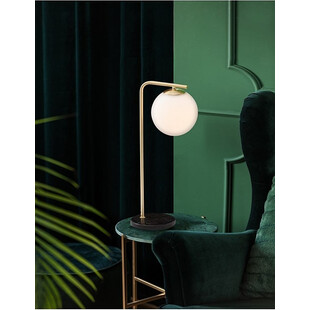 Lampa stołowa Arezzo: Szklana kula, biało-złota - Decolab24