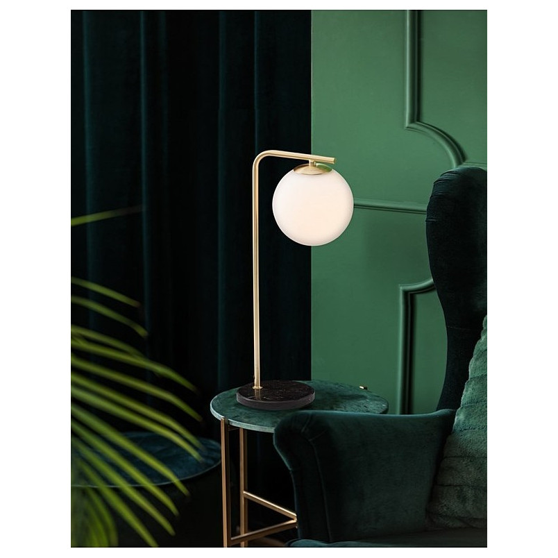 Lampa stołowa Arezzo: Szklana kula, biało-złota - Decolab24