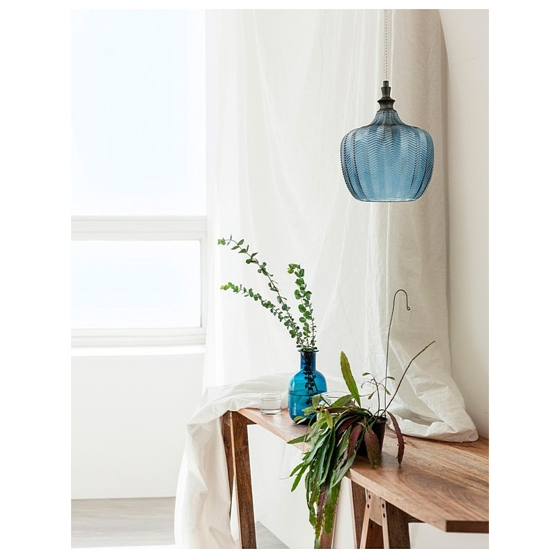 Lampa wisząca szklana niebieska Omnia 24cm | Decolab24