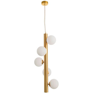 Lampa wisząca szklane kule glamour Klein V biało-mosiężna