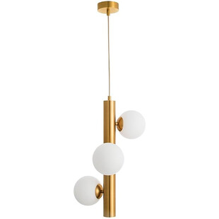 Lampa wisząca szklane kule glamour Klein III biało-mosiężna