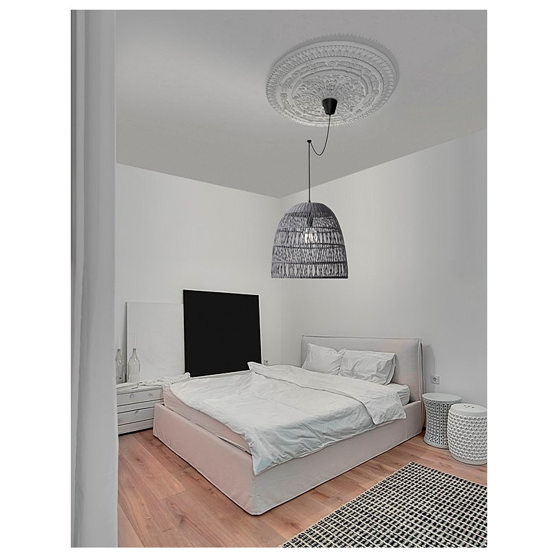 Lampa wisząca rattanowa boho Tanic - szara | Decolab24