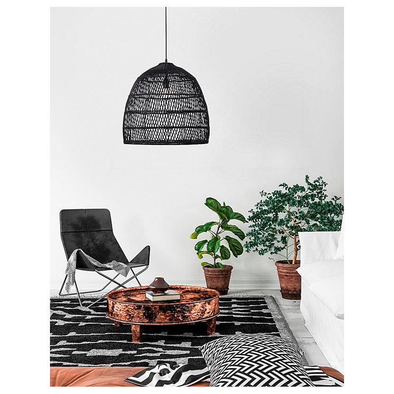Lampa wisząca rattanowa boho Tanic | Czarna, 53cm | Decolab24