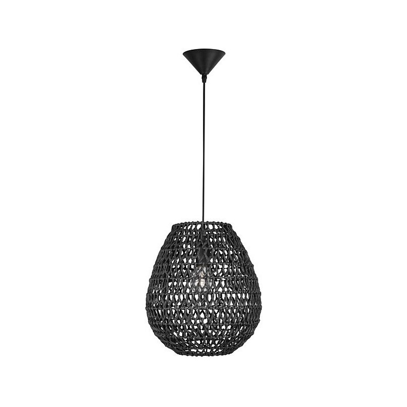 Lampa rattanowa wisząca Lombok czarna | Decolab24