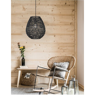 Lampa rattanowa wisząca Lombok czarna | Decolab24