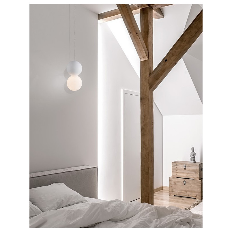 Lampa betonowa wisząca Noon - kula 10cm biała | Decolab24