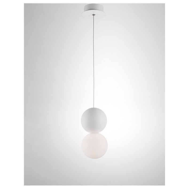 Lampa betonowa wisząca Noon - kula 10cm biała | Decolab24