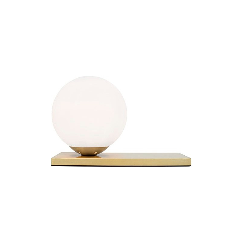 Lampa stołowa Stella: Szklana kula glamour, biało-mosiężna | Decolab24