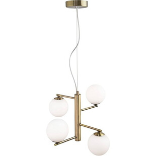 Lampa wisząca szklane kule glamour Antigo IV biało-mosiężna