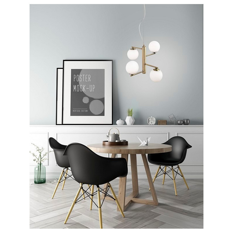 Lampa Antigo IV - Glamour z białych kul, mosiężna | Decolab24