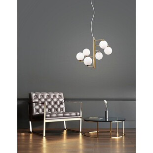 Lampa wisząca szklane kule glamour Antigo VI biało-mosiężna