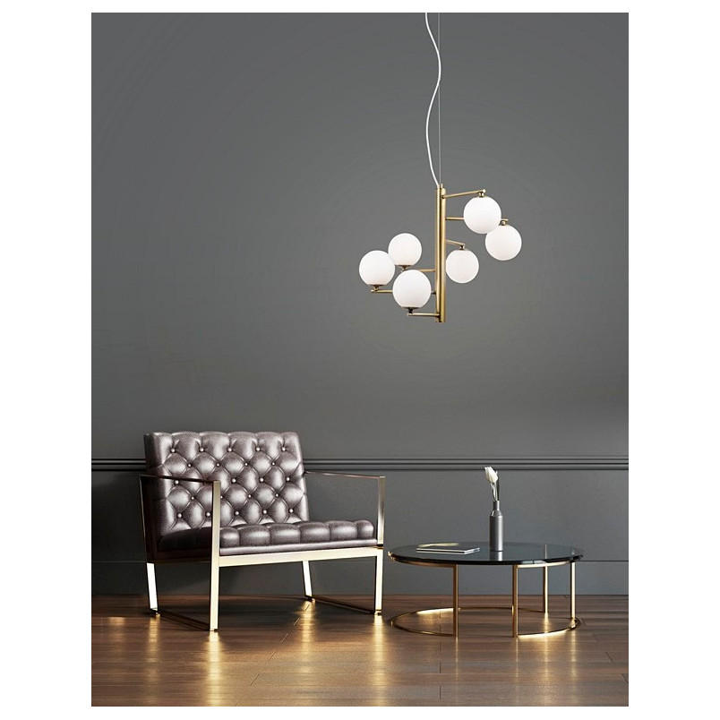 Lampa wisząca glamour Antigo VI - szkło, mosiądz | Decolab24