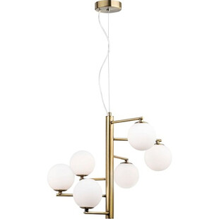Lampa wisząca szklane kule glamour Antigo VI biało-mosiężna