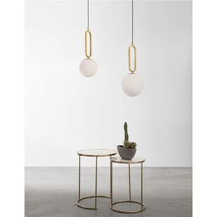 Lampa wisząca kula szklana biało-złota | Decolab24