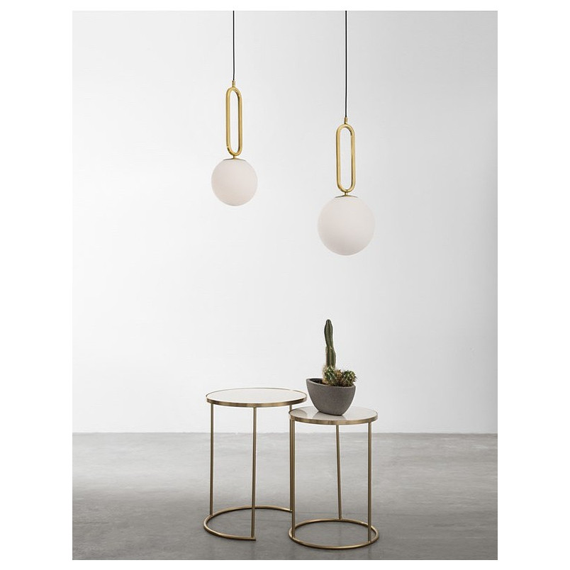 Lampa wisząca kula szklana biało-złota | Decolab24