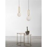 Lampa wisząca kula szklana biało-złota | Decolab24