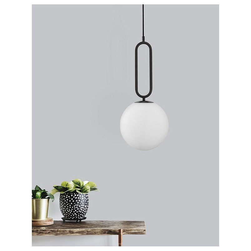 Lampa wisząca kula czarna z białym kloszem | Decolab24