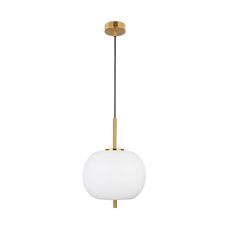 Lampa wisząca szklana glamour Tamo | Biało-mosiężna 30cm